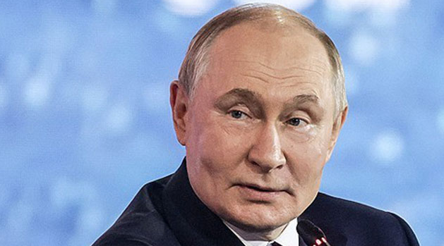 A close-up image of Russian President Vladimir Putin, whose leadership and policies are closely tied to the country's evolving stance on cryptocurrencies like Bitcoin, Ethereum, and USDT accepted as loan collateral by Sberbank.