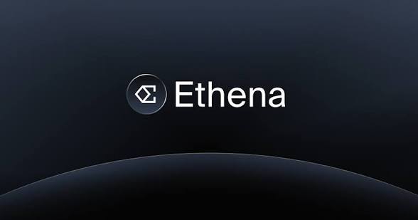 A dark logo screen displaying the name 'Ethena' next to a geometric icon on a dark background.