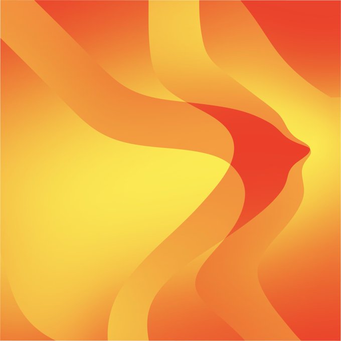 An abstract digital artwork featuring flowing, wavy gradients of yellow, orange, and red colors.