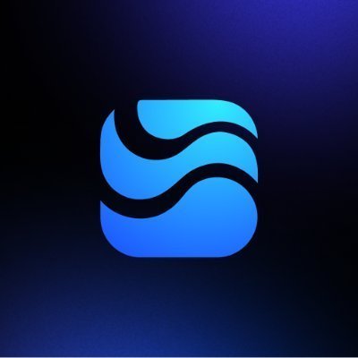 A blue water-themed logo on a dark purple-blue background, featuring stylized wave shapes within a rounded square.