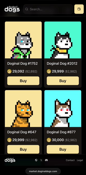 A screen displaying four different dogs for sale for $20k each has been captioned with a reminder that prices are not likely to change between today's purchase and the next day's purchase. A text overlay suggests that these dogs might be the new Pokemon that will be sold soon, possibly for 20K in this case. The image shows multiple pictures of dogs, but there is no actual dog visible on the screen at the moment.