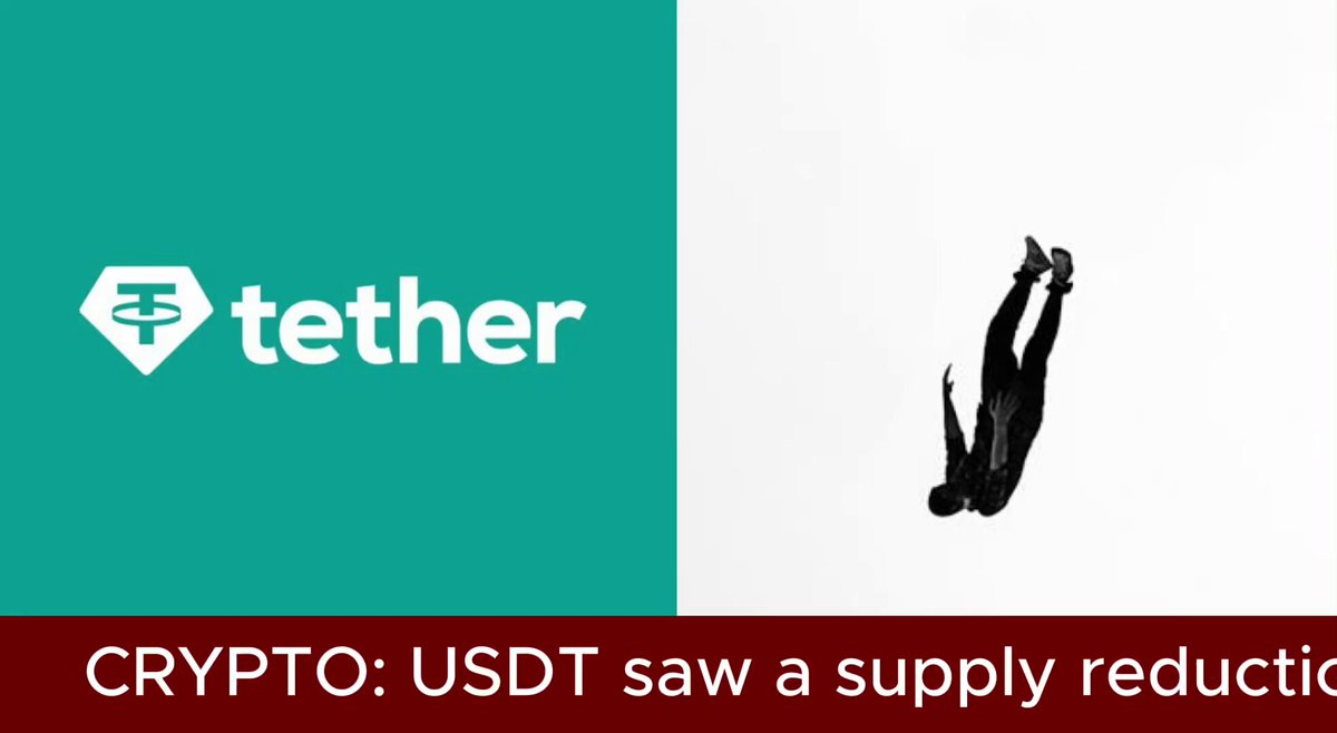 The image shows a black silhouette of a person falling, with the text "Crypto: USDT saw a supply reducicativ" above them. This suggests that the cryptocurrency market experienced a significant drop in value for the USDT stablecoin (Bitcoin) within just 30 minutes. The exact reason behind this sudden reduction is not provided, but it is clear that the value of USDT has plummeted to a much lower amount than before.