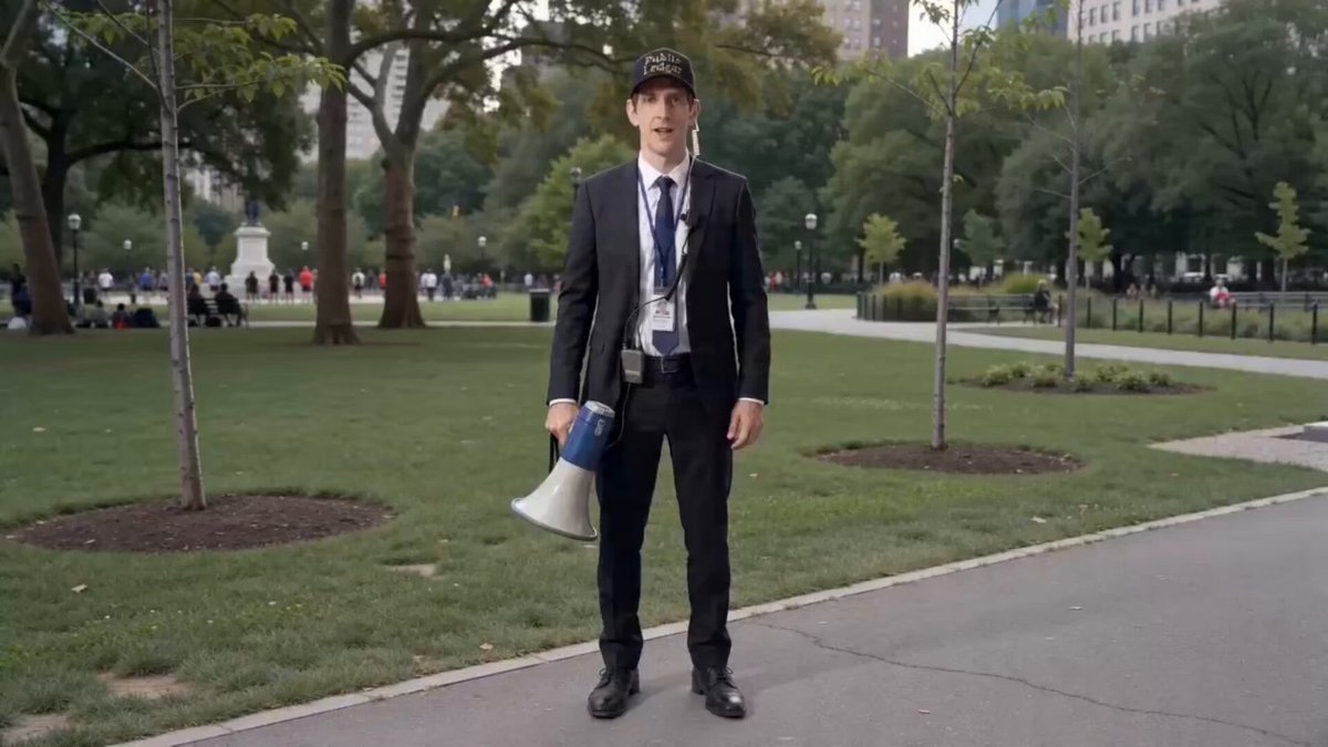 The image shows a man standing outside with a megaphone, possibly a police officer or a public speaker. The surrounding area appears to be a park-like setting with trees and grass. The caption suggests that this scene might be related to privacy transfers in financial business processes, as it is described as "beta testing on the Sui devnet." This implies that the image could be part of an experiment or demonstration involving the use of megaphones for communication purposes within a public space.

The man with the megaphone may be using it to communicate important information or instructions to people in the area, possibly related to privacy transfers and compliance with regulations. The presence of trees and grass suggests that this could be an outdoor event or gathering where privacy is a concern, and the use of megaphones helps ensure that messages are heard clearly by those present.