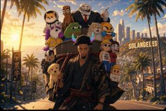 A movie poster for '#BRANGELINA' featuring a central character surrounded by floating puppet-like figures with a Los Angeles skyline and sunset in the background.