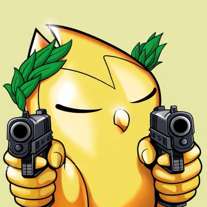 The image features a cartoon character, possibly an owl or a bird-like creature, holding two guns with both hands. The character appears to be posing for the photo while holding the weapons. The background of the image is white, which contrasts with the colorful illustration and makes it stand out. The caption "Collecting my daily GM engagement" suggests that this might be an advertisement or a promotional piece related to a game or a character named "Gimme GM".