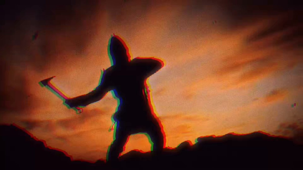 The image features an artist's rendering of a person holding a hammer, standing against a sunset backdrop with clouds. The scene appears to be a blend of art and technology, as there are words written above the image that seem to be related to Bitcoin or cryptocurrency. The image is described as a "HYPE arc" and has been referred to as a "mosaic" in one description.