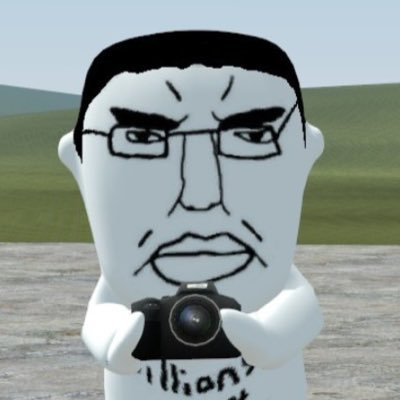 A cartoon-style character with an angular face, black hair, and glasses holds a camera up to its chest, with partially visible text reading "illian's" at the bottom of the image, set against a grassy background. The image's striking, meme-like appearance combined with the "remember me." caption suggests it serves as a memorable visual placeholder for a username or online identity.