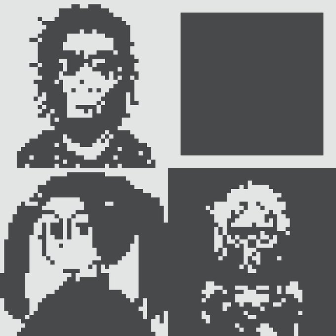 The image shows three pixelated black-and-white NFT-style portraits and an empty dark square frame, with two larger detailed character portraits and a smaller one with a numerical "278" below it. These appear to be NFT avatars from the @normiesART collection referenced in the post, illustrating the crypto art community that the author highlights for its strong networking and connections.