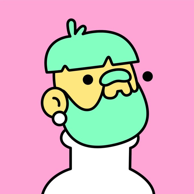 The image features a cartoon character with a green hat, white beard, and a white shirt. The character appears to be wearing earrings and has a nose piercing. The background of the image is pink, which contrasts with the character's green hat. There are no texts or other objects in the image, making it a simple and clean composition focused on the cartoon character.