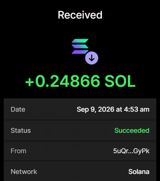 A screenshot shows a successful Solana transaction receipt confirming receipt of +0.24866 SOL from address 5uQr...GyPk on Sep 9, 2026 at 4:53 am, serving as proof of payment toward the $NUKEBULL presale mentioned in the post.