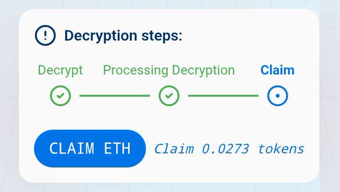In this image, there's an image of a screenshot from a user interface that shows the steps for encrypting or decrypting data. The screen displays several buttons with labels such as "Decrypt", "Decrypt", "Processing Decryption", "Claim", and "0 ADA73TK". At the top left corner, there is a button labeled "Decrypt" in blue, indicating that the user has already decrypted some data back to Eth. In the middle of the screen on the right side, there's a button labeled "Claim" with an option to claim eth ether as a token or 0 ADA73TK if it isn't claimed yet.
