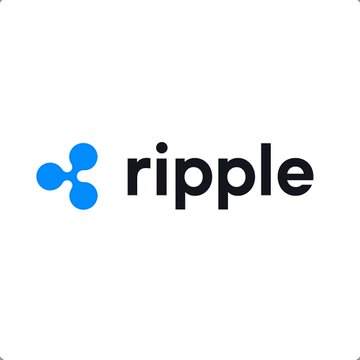 The image displays the Ripple logo, featuring the company's distinctive blue tri-circle emblem alongside the word "ripple" in lowercase text, which accompanies news of Ripple's partnership with Mastercard to enable $RLUSD credit card settlements on the XRP Ledger.