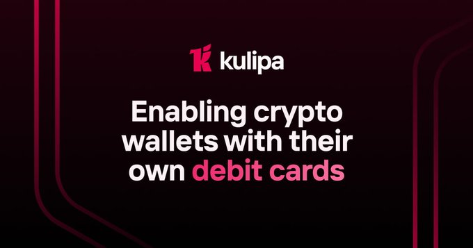 The image is a promotional graphic for Kulipa, featuring its logo and tagline "Enabling crypto wallets with their own debit cards" against a dark background with red accent lines.

The post suggests irony, implying that the outlet (Journal du Coin) promoted Kulipa's product without noticing warning signs—visually represented by the branded card ad that highlights the very debit card service now under scrutiny.