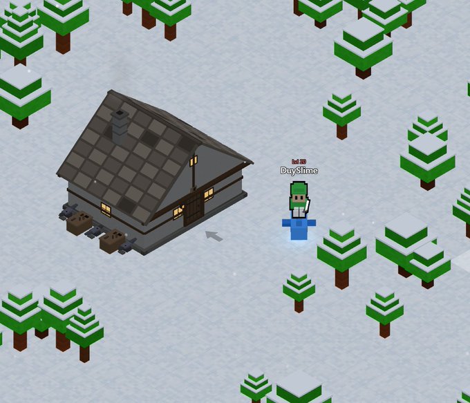 The image features a snow-covered landscape with a small house, trees, and a person skiing down the slope. The text "Finally reached Level 20" suggests that the player has completed a significant achievement or milestone within the game. The post also mentions the game's name as "Web3 Gaming".