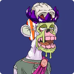 The image features a cartoon monkey wearing a crown with purple flowers and a purple hat, standing against a blue background. The caption reads "I came to the Ape community. I saw the unity and mutual support in the Ape community. Many Quanzhen teachers switched to Ape, and then they gained a lot of attention from OGs."