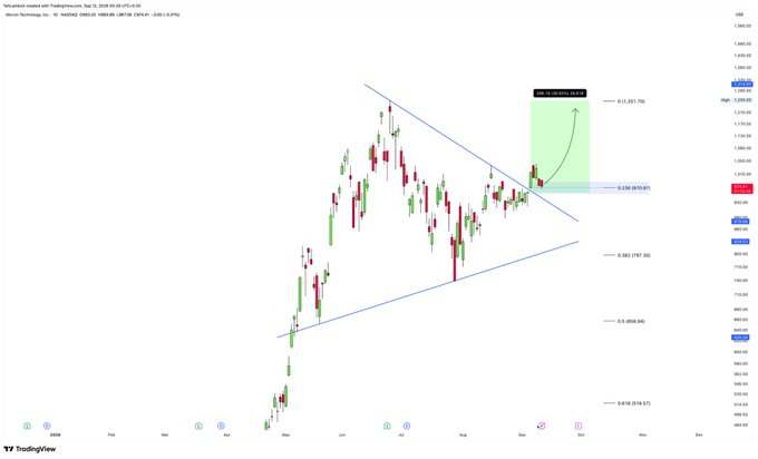 TradingView financial chart of Tesla, Inc. (TSX) showing a descending triangle pattern with a potential long trade setup targeting a 4.67% gain, with visible prices around $200-$300 USD.