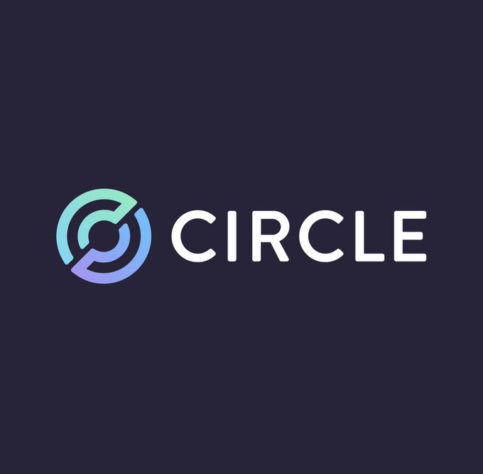 The Circle logo displayed on a dark blue background, featuring a circular icon with green and purple gradient arcs.