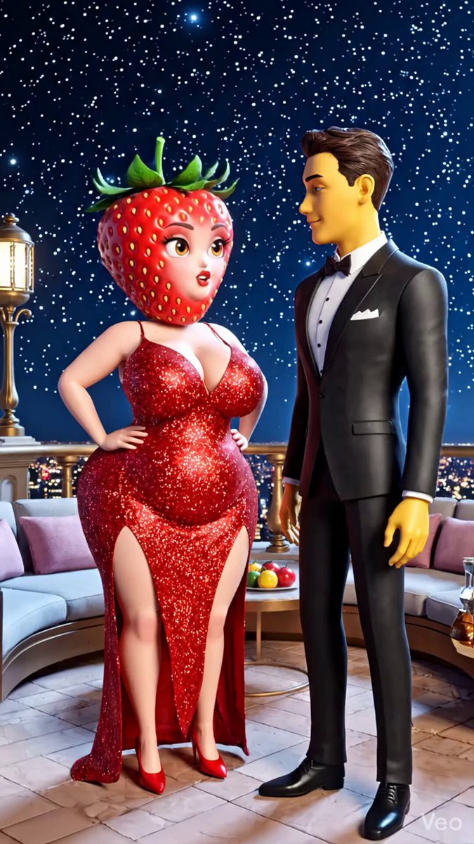 The image features a man dressed in a suit and tie standing next to a woman wearing a red dress with a strawberry headpiece. The scene takes place outdoors at night under a starry sky. The caption of the image reads, "Unlocking Stable Yields with RWA on TermMaxFi Discover the seamless RWA product experience through practical steps and real results".