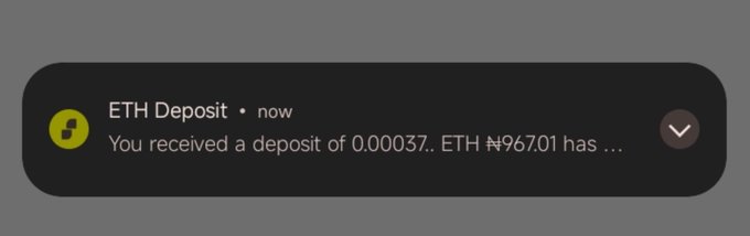 A mobile notification from ETH Deposit alerts the user that they received a deposit of 0.00037 ETH.