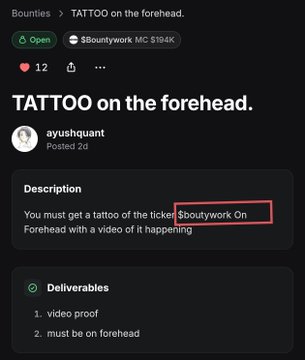 The image features a screenshot of a social media post about tattoos, specifically a tattoo on someone's forehead. The post includes a description of the tattoo process and details about the tattoo artist, as well as an advertisement for a tattoo shop offering a "tattoo on the forehead" service. The post also mentions that there is a product called "MAN TATTOOS MEMECOIN TICKER ON HIS HEAD FOR ?".