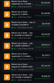 Cropped mobile app screenshot showing a list of items with orange icons, numerical values, and brief text entries on a dark background, appearing to be a transaction or inventory list.