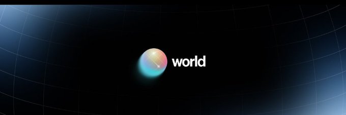 The image features the "world" logo—a colorful orb with the word "world" beside it—set against a dark background with subtle grid lines, visually representing the @world_xyz brand mentioned in the post as a mysterious Solana project generating buzz despite having no launched product yet.