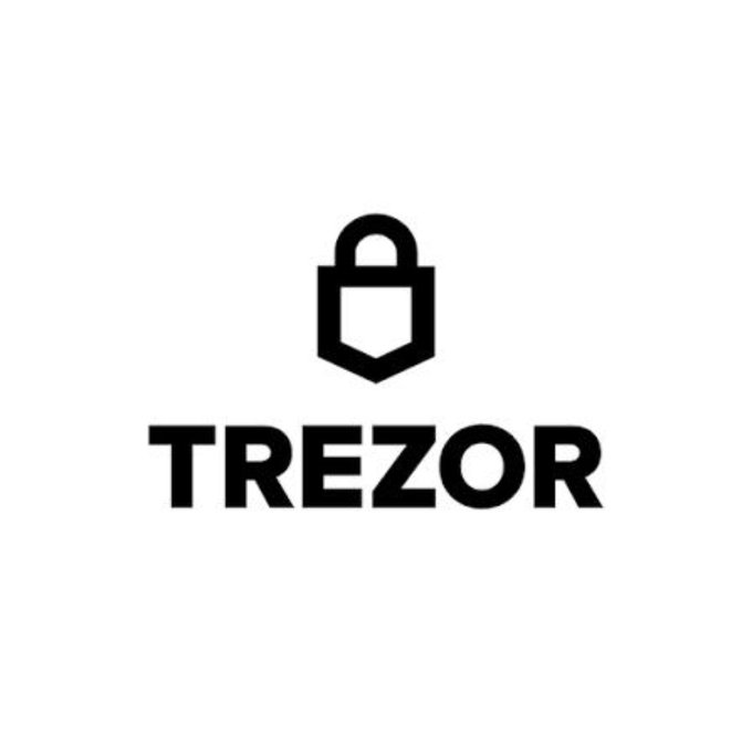 The Trezor logo featuring a black padlock icon.