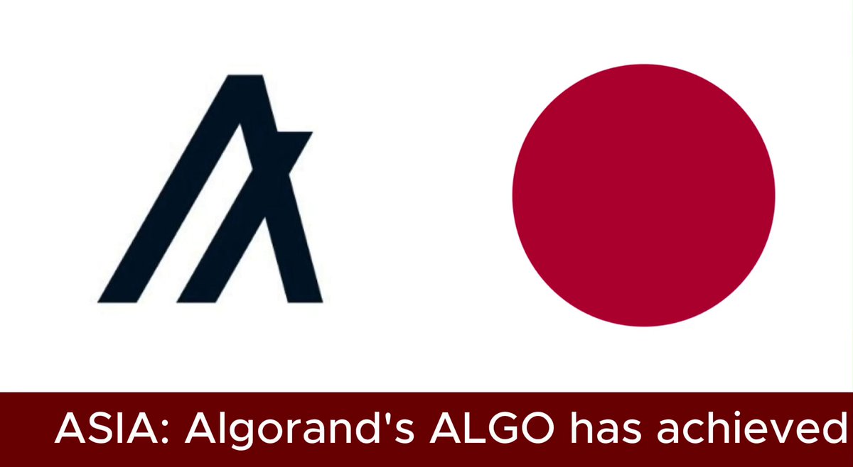 The image features an Asian flag with the word "Asia" written above it, along with a red circle representing Japan's JVCEA Green List stamp. Below this, there is text that reads, "Algorand just got a BIG stamp of approval in Japan. As announced by the @AlgoFoundation , $ALGO has been added to Japan'S JVCEA Green List - a pre-approved register of cryptocurrencies permitted for fast-tracked listings on licensed Japanese exchanges". The image is related to the post because it highlights the achievement of Algorand, an Algo company, in gaining approval from Japan's JVCEA Green List.