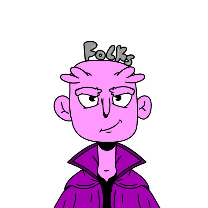 A cartoon illustration of a purple-skinned character with a sly expression wearing a purple jacket, with "Foolks" text displayed above the head in a graffiti-style font.