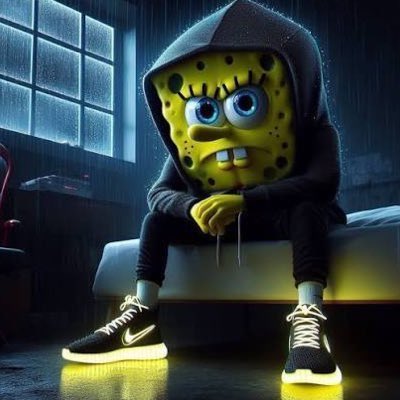 The image features a cartoon Spongebob Squarepants sitting on a bed with his legs crossed while wearing black pants and shoes. The background includes a window, suggesting that he might be in a room or a bedroom setting. There are also sneakers visible in the scene, which adds to the overall atmosphere of the image. The post seems to be related to Spongebob Squarepants' character, as it suggests an alternative to underwear for dressing up and emphasizes the importance of wearing appropriate footwear while playing video games like Asteroid: Tailspin.