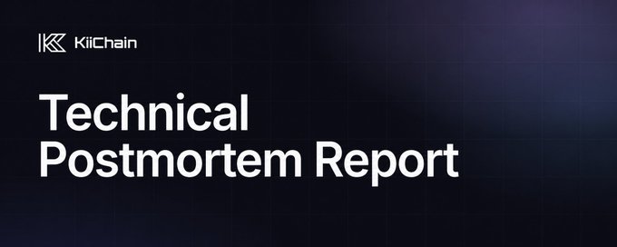 A dark banner for 'KiiChain' displaying the title 'Technical Postmortem Report' in white text.