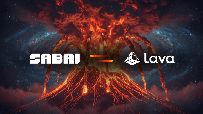 A dramatic image of a fiery volcanic eruption with 'SABAI' and 'Lava' logos prominently displayed in the center.