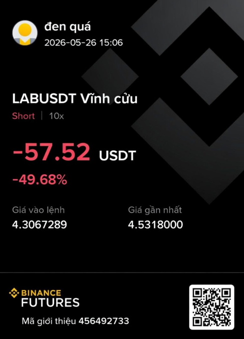 The image shows a screenshot of a post on social media that says "I keep trading this $LAB coin because it's very easy to trade Whenever my account goes negative, I blame zachxbt for spreading FUD Lmao". The post is in Vietnamese and includes a screenshot of the post.