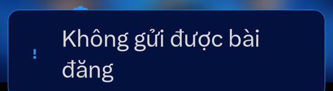A notification displaying the Vietnamese text "Không gửi được bài đăng" (meaning "Cannot send post") on a dark blue background, illustrating the user's reported issue of being unable to post replies on their Crypto-related account.