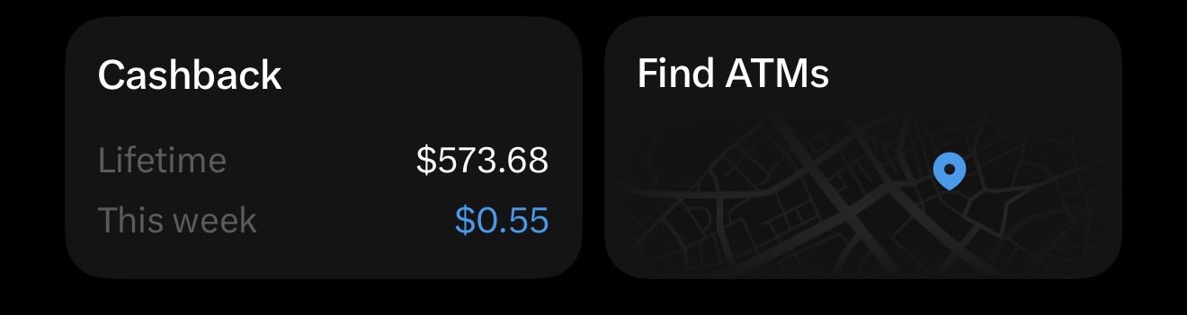 The image displays a mobile app interface with two dark panels: a "Cashback" tracker showing a Lifetime total of $573.68 and $0.55 earned This week, alongside a "Find ATMs" map featuring a blue location pin. This aligns with the post celebrating X Money's cashback rewards as a superior alternative to Chase, likely showcasing the user's accumulated savings after switching.