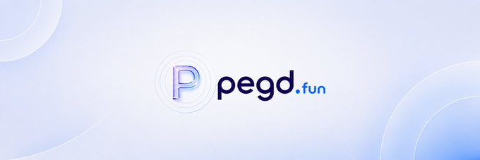 The image displays the "pegd.fun" logo on a light, gradient background, featuring a stylized "P" icon and the brand name in dark blue text. The minimalist, tech-forward design visually reinforces the announcement that the $PEGD platform—now live on Arc's private mainnet—offers markets pegged to real value through its USDC pairing.