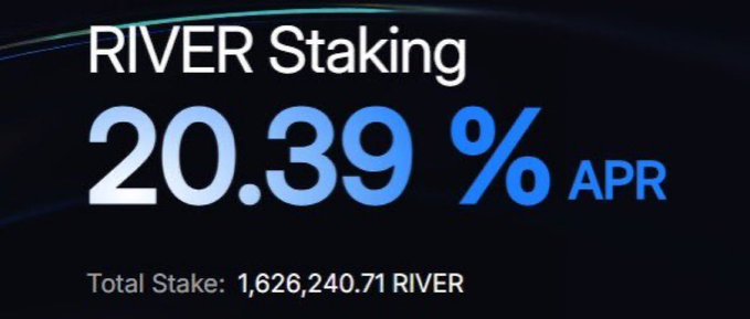 The image features a poster with blue text that reads "River Staking", followed by a table showing a total stake of $20,939.89. The poster also displays an image of a river next to the text, indicating a connection between the concept of staking and riverside locations. The phrase "You can tell when an ecosystem has grown beyond" suggests that something significant or valuable is being discussed in the context of the post on @River4fun.