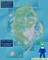 The image shows a stylized globe with blue water and green continents, accompanied by a small cartoon figure of a person in blue attire standing at the bottom right. Text overlays on the left display wallet transaction details related to Solana, including purchases of $BOME (10,000U) and $MOODENG (75U), aligning with the post describing a new wallet's activity and geographic/transaction context.
