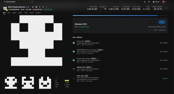 A dark-themed financial dashboard displays a "Whitelist FCFS" section with token data including "Penguin Viral", "BRAZENSTRONG Fat Launch Supply", "Patrick Kshnop Supply", and "Whitelist FCFS", alongside a stylized white pixelated skull logo and portfolio metrics.