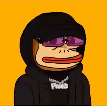 Illustration of a hooded cartoon character with purple sunglasses and a necklace that reads 'PING' against a yellow background.