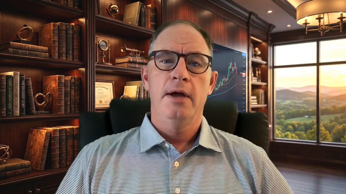 The image features a man wearing glasses sitting behind a desk with bookshelves filled with various books around him, suggesting that he might be an intellectual or involved in some form of research. The man appears to be giving a presentation or lecture on a topic related to cryptocurrency and XRP.
