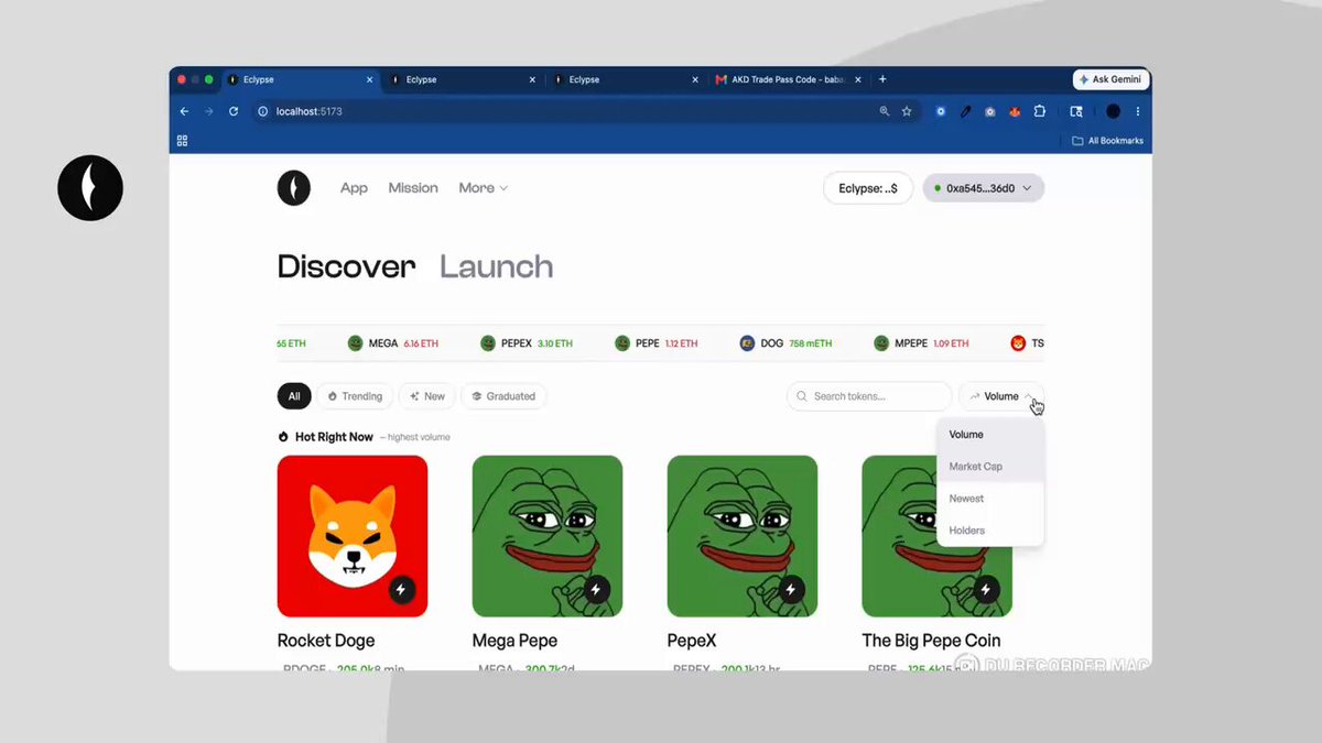 The image shows a computer screen displaying a website called "Discover Launch". The website has several tabs open, including one tab for the game "Minecraft" with an avatar of a frog as its main character. There are also tabs for other games such as "Zelda", "Peanuts", and "The Big Game". The website is designed to showcase different games available on Eclypse, providing information about each game's features and updates.