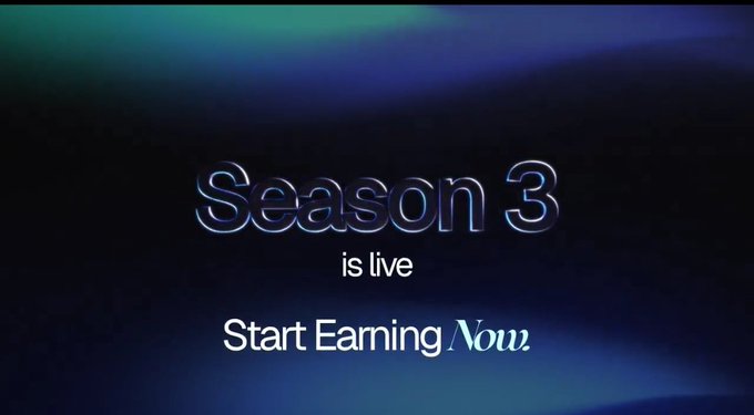 The image features a promotional poster for Season 3 of a TV show, which has been released by Samsung. The poster displays the title "Season 3" written in large blue letters at the top center of the image. Below this, there are two smaller texts that read "Is Live" and "Start Earning Now!". These texts provide information about the show's release date and how viewers can earn money from it.