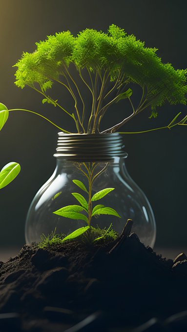 The image features a glass jar with a plant inside, placed on top of some dirt or soil. The plant appears to be growing out of the jar, creating an interesting visual effect. The background of the image is dark, which contrasts with the bright green leaves and the clear glass jar. There are also several other objects in the scene, such as a leafy branch, a rock, and a small tree. However, these elements do not seem to be directly related to the main focus of the image - the plant growing out of the jar. The post seems to be discussing Bitcoin's fall or its recent price drop, which is unrelated to the glass jar with the plant inside.