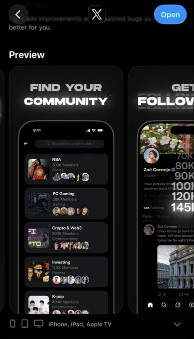 A mobile app preview screen showing 'FIND YOUR COMMUNITY' with categories like NBA (303K Members), PC Gaming (58K Members), and K-pop (404K Members).