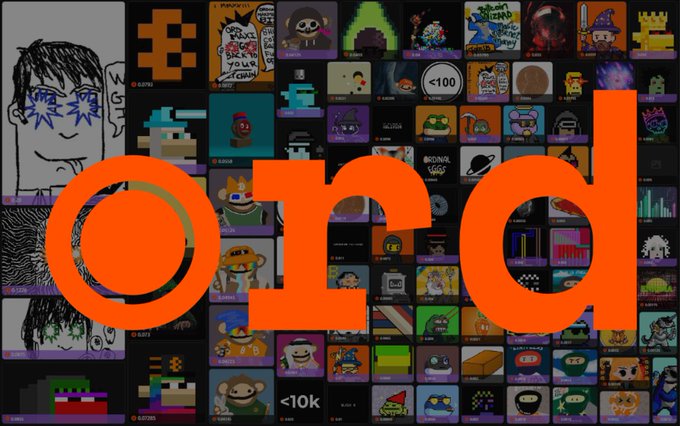 The image features a collage of various pixel art avatars and characters with large orange text "◉2◉" displayed prominently in the center, representing ordinal/inscription artwork from the Ordinals ecosystem. It visually reinforces the post's celebration of ◉RD's third-month milestones by showcasing the diverse collection of profile pictures and digital collectibles associated with the platform.