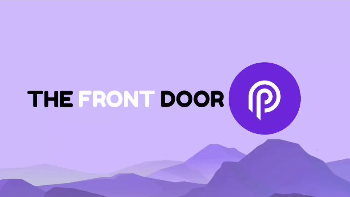 The image features a purple logo with white text that reads "The Front Door" against a purple background. The logo is positioned at the top of the image, making it the focal point. Below the logo, there are two lines of text written in black color. One line starts with "Most market data platforms want you to pay before you even see the product." and ends with "> in real time". The other line begins with "Focus on what is in the image" and concludes with "and how it relates to the post."