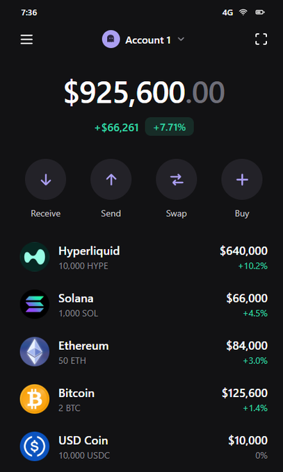 The image shows a phone screen displaying various cryptocurrency transactions, including Bitcoin, Etherium, and Solana. The text "Account 1" is also present on the screen. The focus of this image is on the cryptocurrency trading app, which allows users to buy and sell different cryptocurrencies like Bitcoin and Etherium.