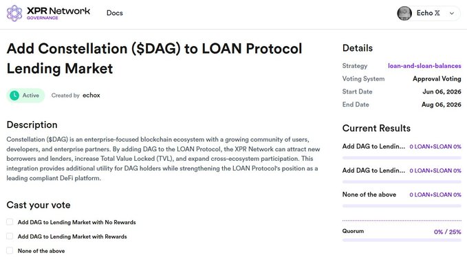 !"The post shows a webpage displaying an item that reads 'Add constellation (SDAG) to LOAN Protocol'. It also shows a table of contents, with three columns; one for 'Description', another for 'Current results', and a third showing who is approved and unapproved. This information indicates the content may be about evaluating or comparing different loan agreements. This post is related to the post because it's part of a larger discussion on loan protocols that could apply to different lenders, borrowers, or other types of protocols in general."