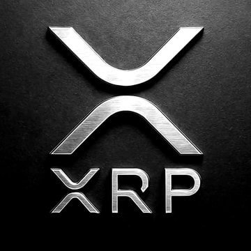 The silver XRP cryptocurrency logo displayed against a black background.